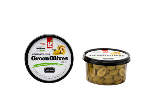 Marinated Green Spilt Olives 375g