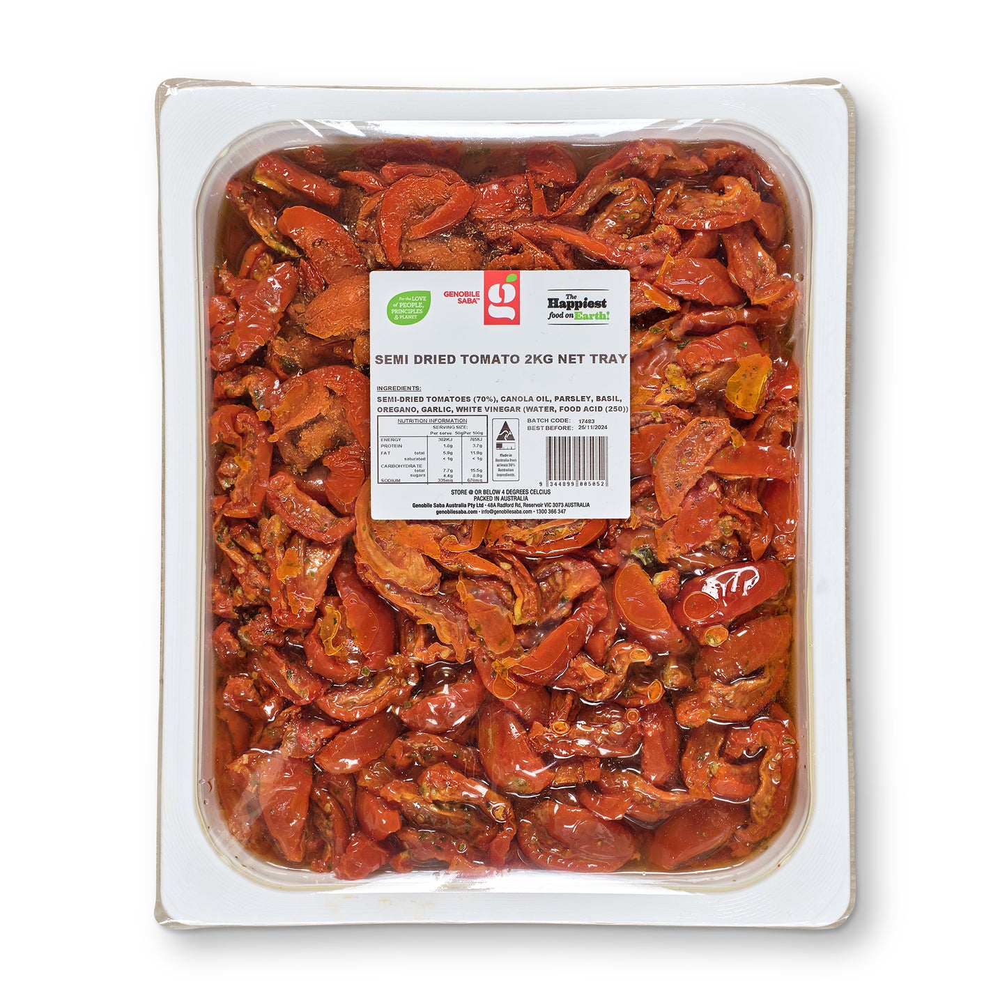 2kg Tray - Semi Dried Tomatoes