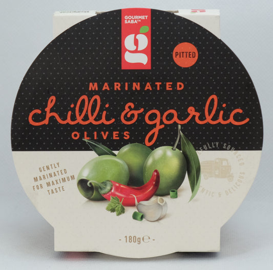 Marinated Pitted Chilli & Garlic Olives 180g